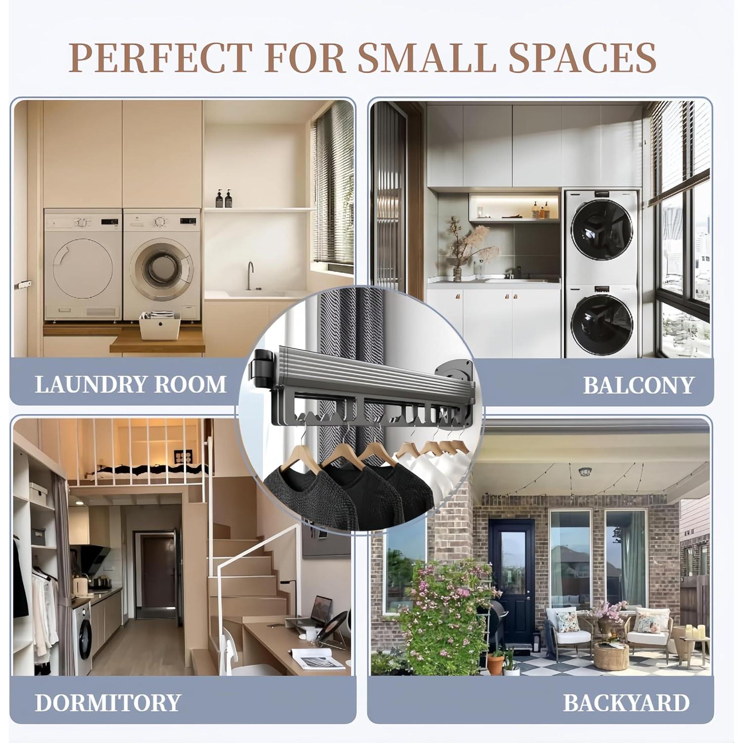 Estante de Secado Plegable Puixieom Gris 36.3 kg Montaje Pared