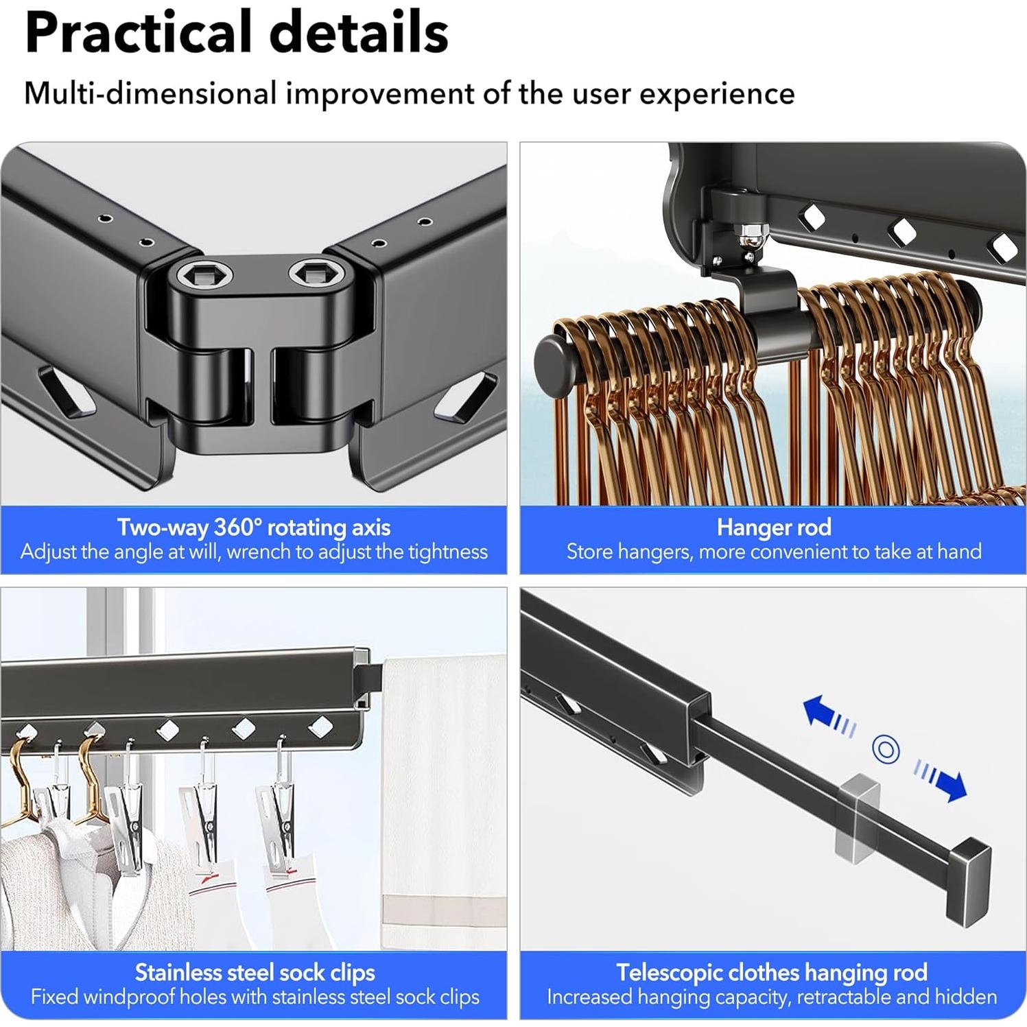 Estante de Secado de Ropa HEILAIYI Plegable Montado en Pared
