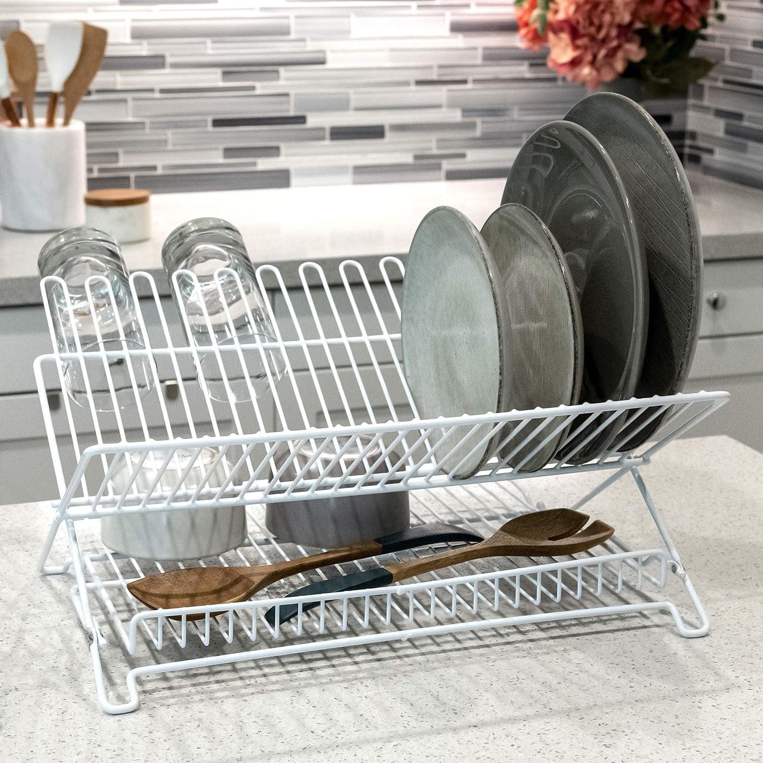 Estante Plegable para Platos Mejor Utensilios 23 Platos Blanco