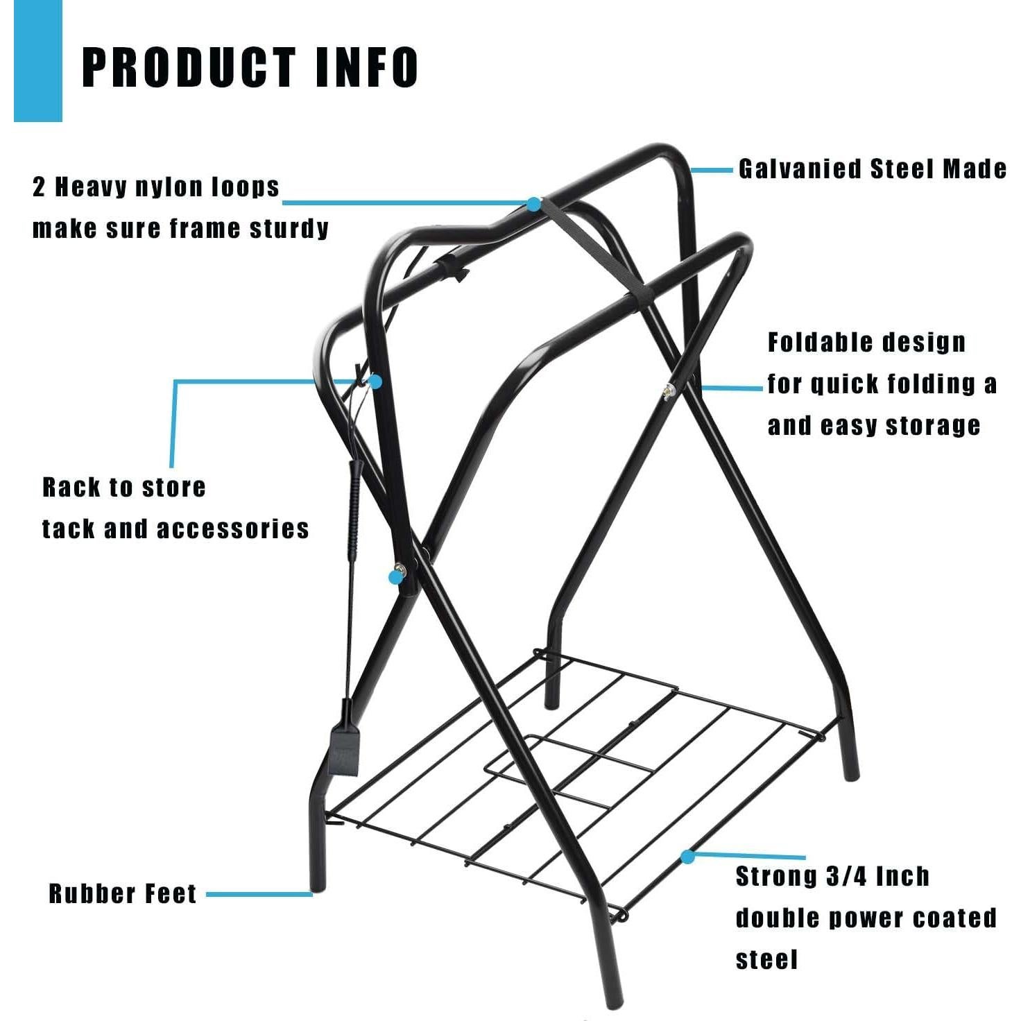 Soporte Plegable para Sillas de Caballo HDYEGY 71 cm Negro