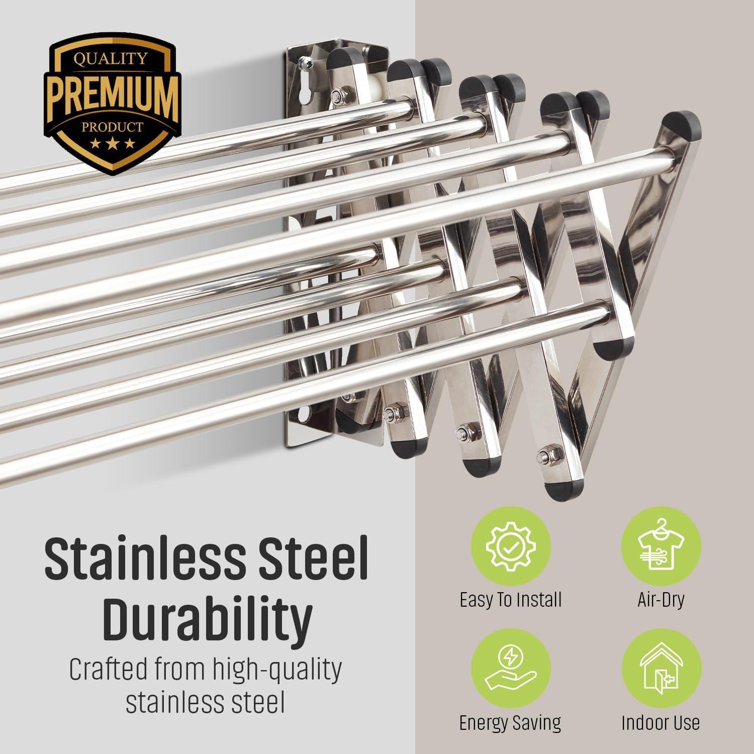 Estante Secar Ropa Pared Smartsome 86 cm Acero Inoxidable