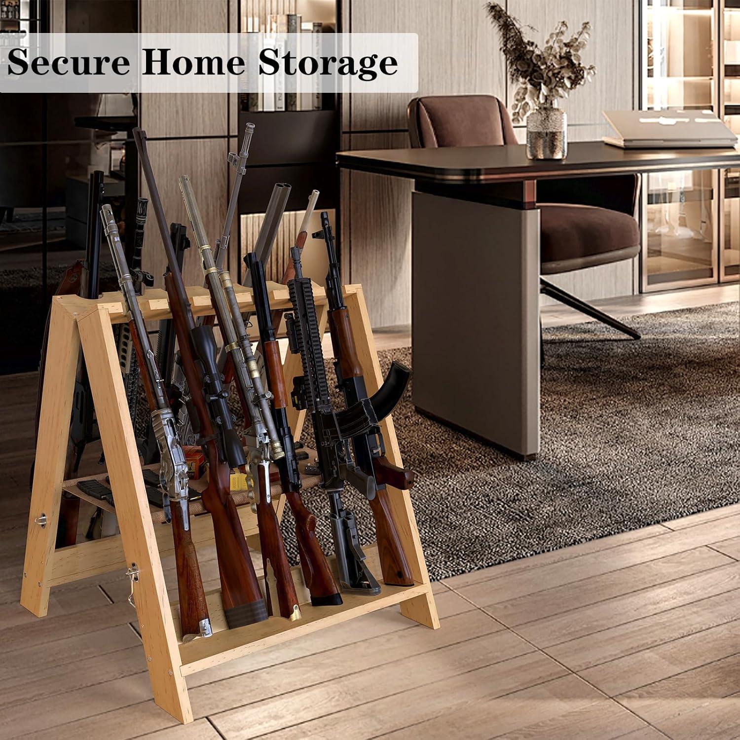 Soporte para Rifles Plegable OSIEWEN de Madera 12 Ranuras