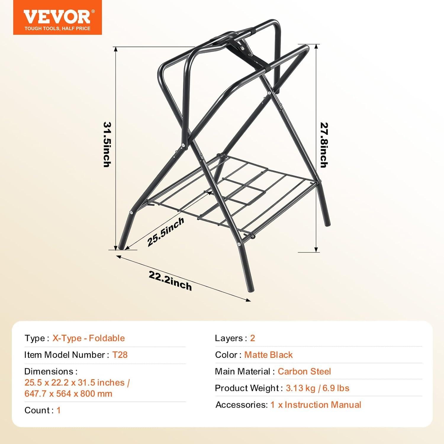 Soporte de Silla Plegable VEVOR T28 para Caballo 67x57 cm