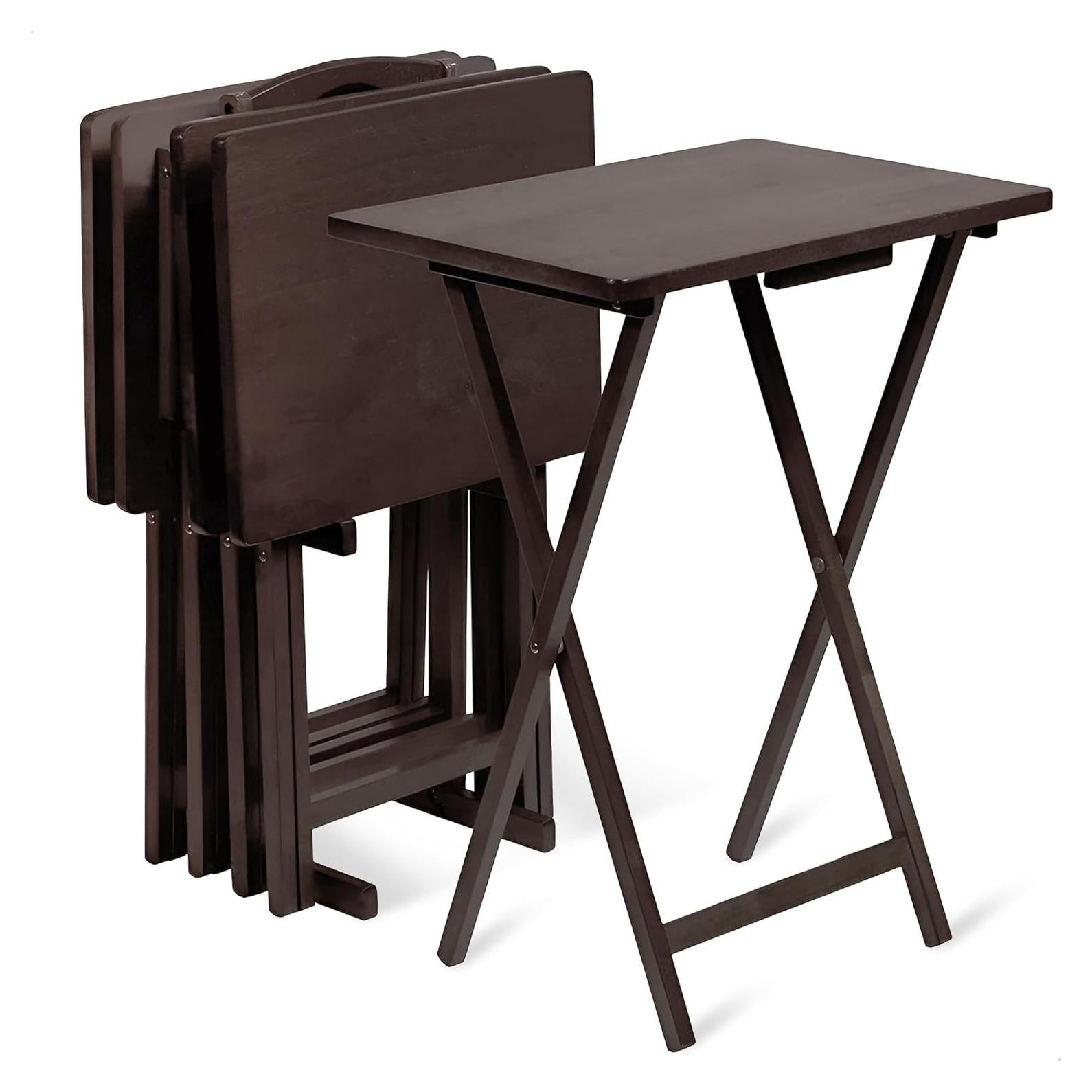 Conjunto de Mesa Plegable de Madera PJ Wood 5 Piezas Espresso