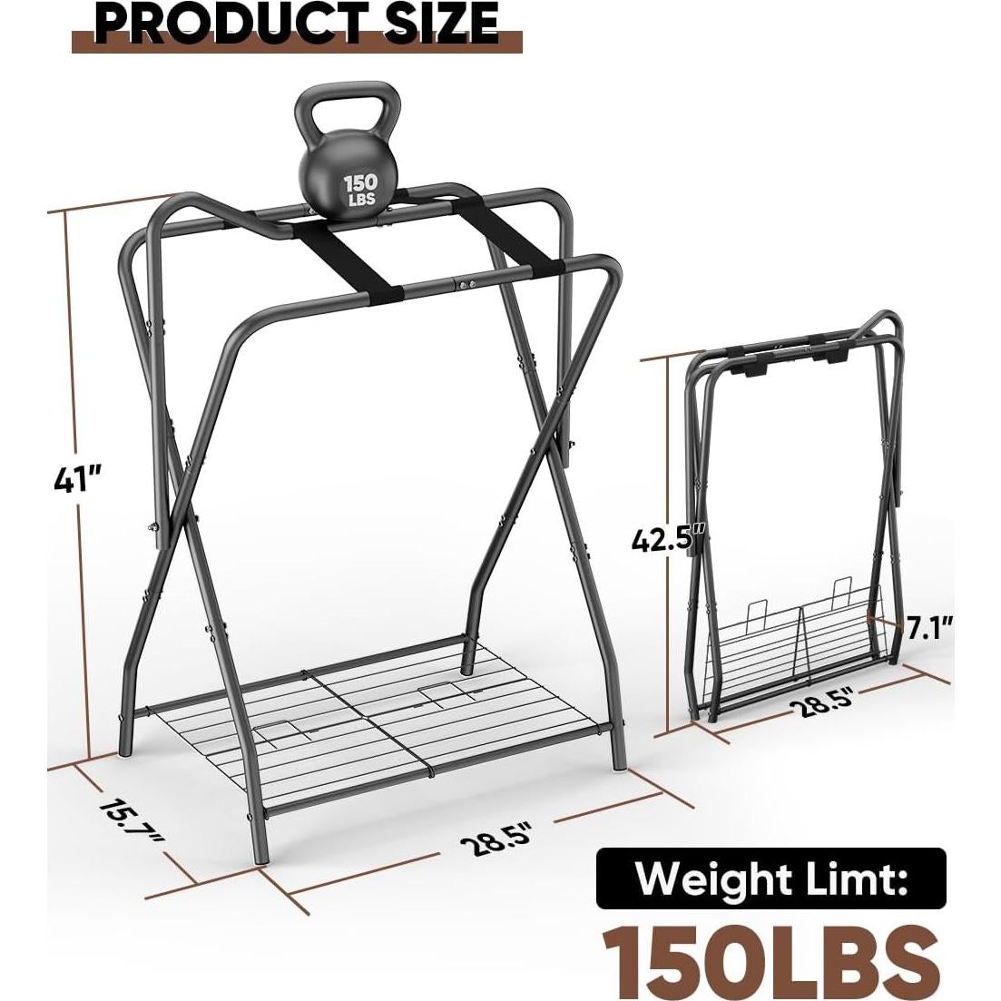 Soporte Plegable para Sillas de Montar Queension Negro 45.36 kg