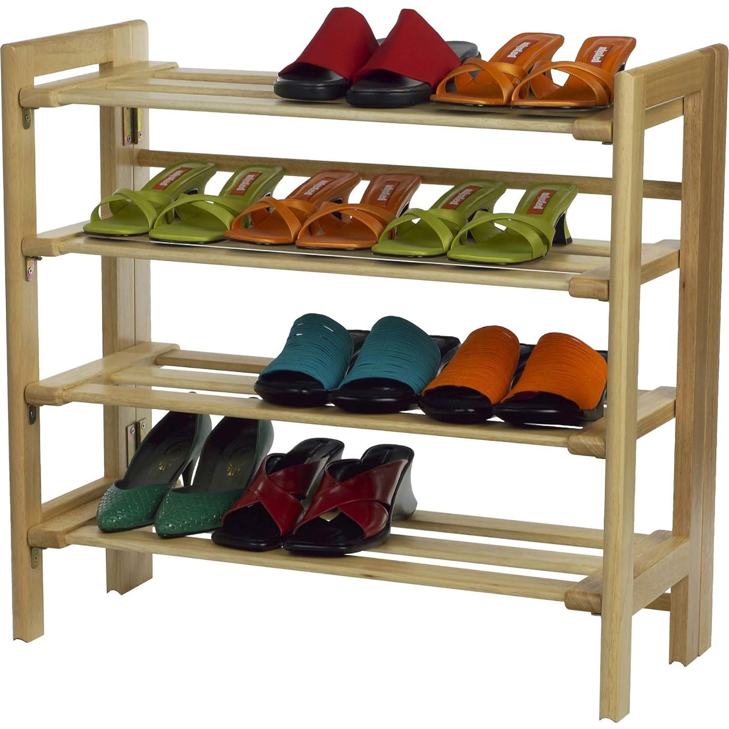 Estante para Zapatos Plegable Winsome Wood 4 Niveles Natural