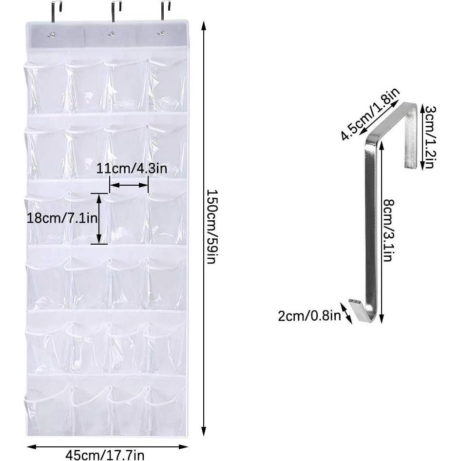 Organizador de Zapatos QUMENEY 24 Bolsillos Colgante Transparente