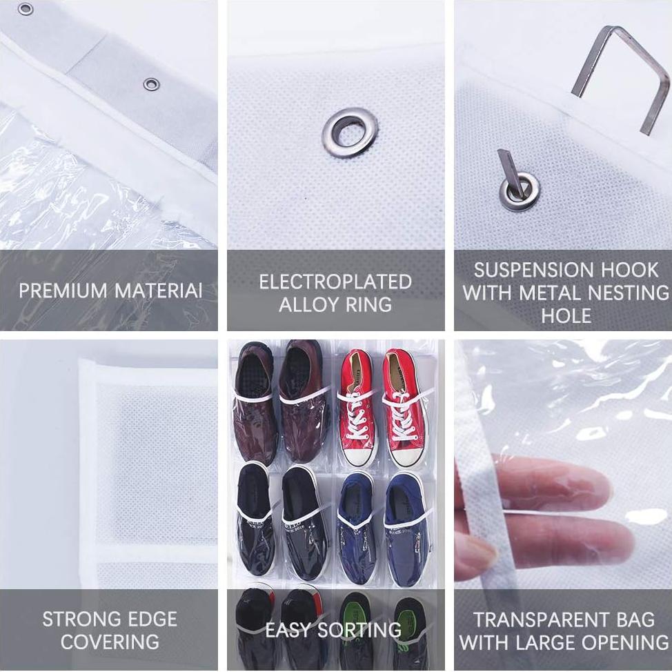 Organizador de Zapatos QUMENEY 24 Bolsillos Colgante Transparente