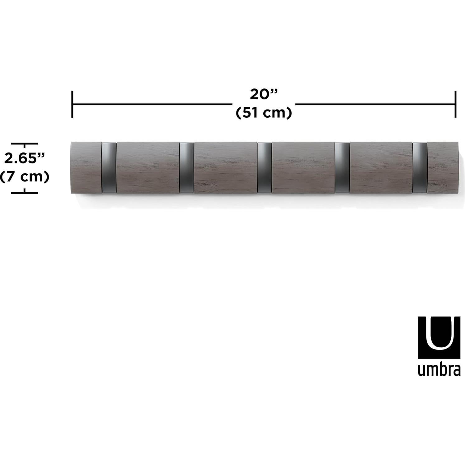 Perchero de Pared Umbra Flip con 5 Ganchos Retráctiles Gris