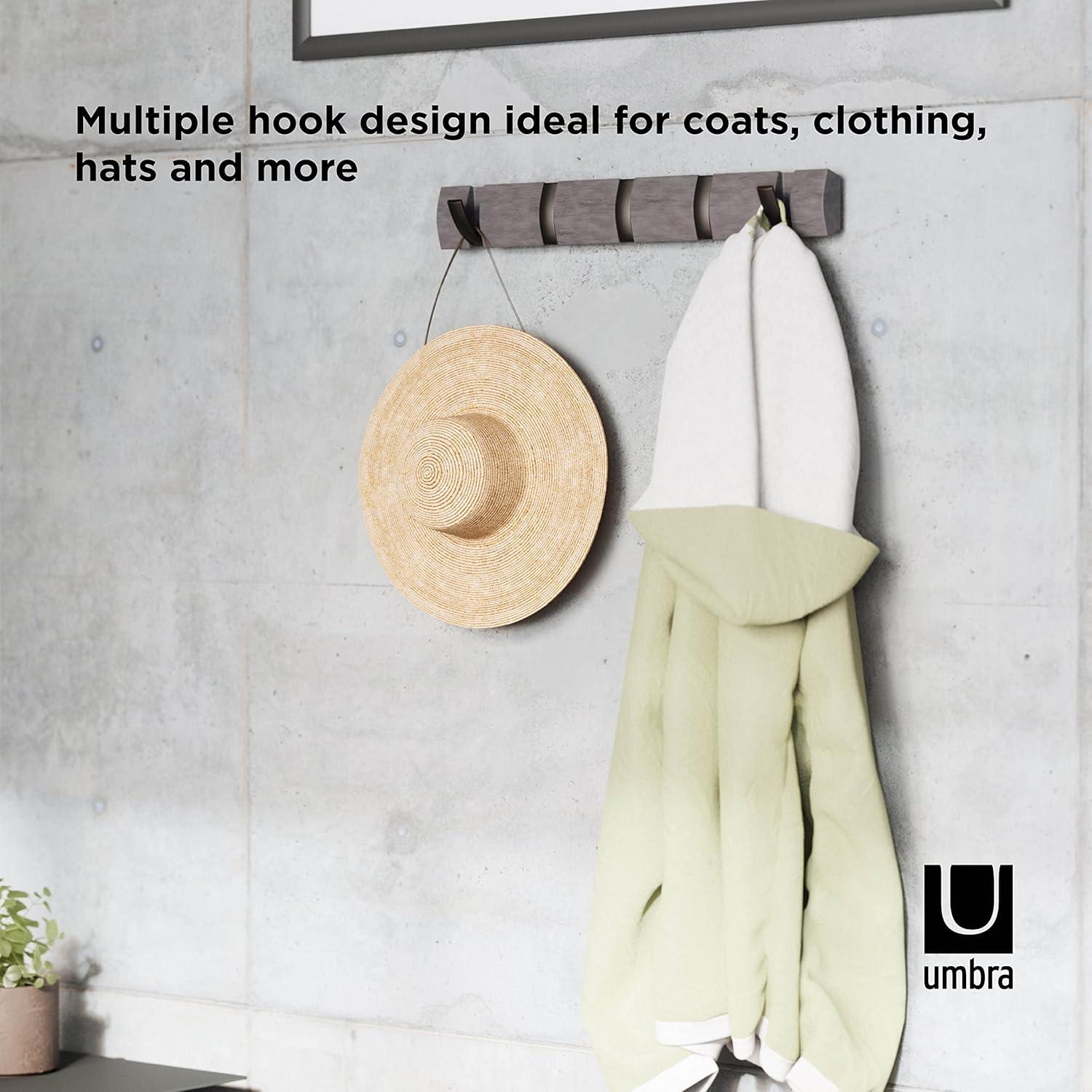 Perchero de Pared Umbra Flip con 5 Ganchos Retráctiles Gris