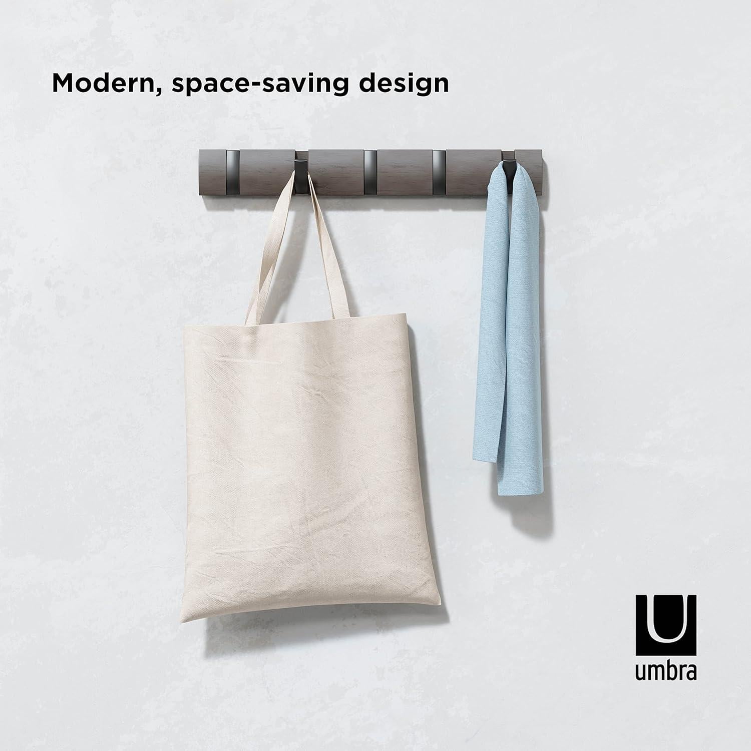 Perchero de Pared Umbra Flip con 5 Ganchos Retráctiles Gris