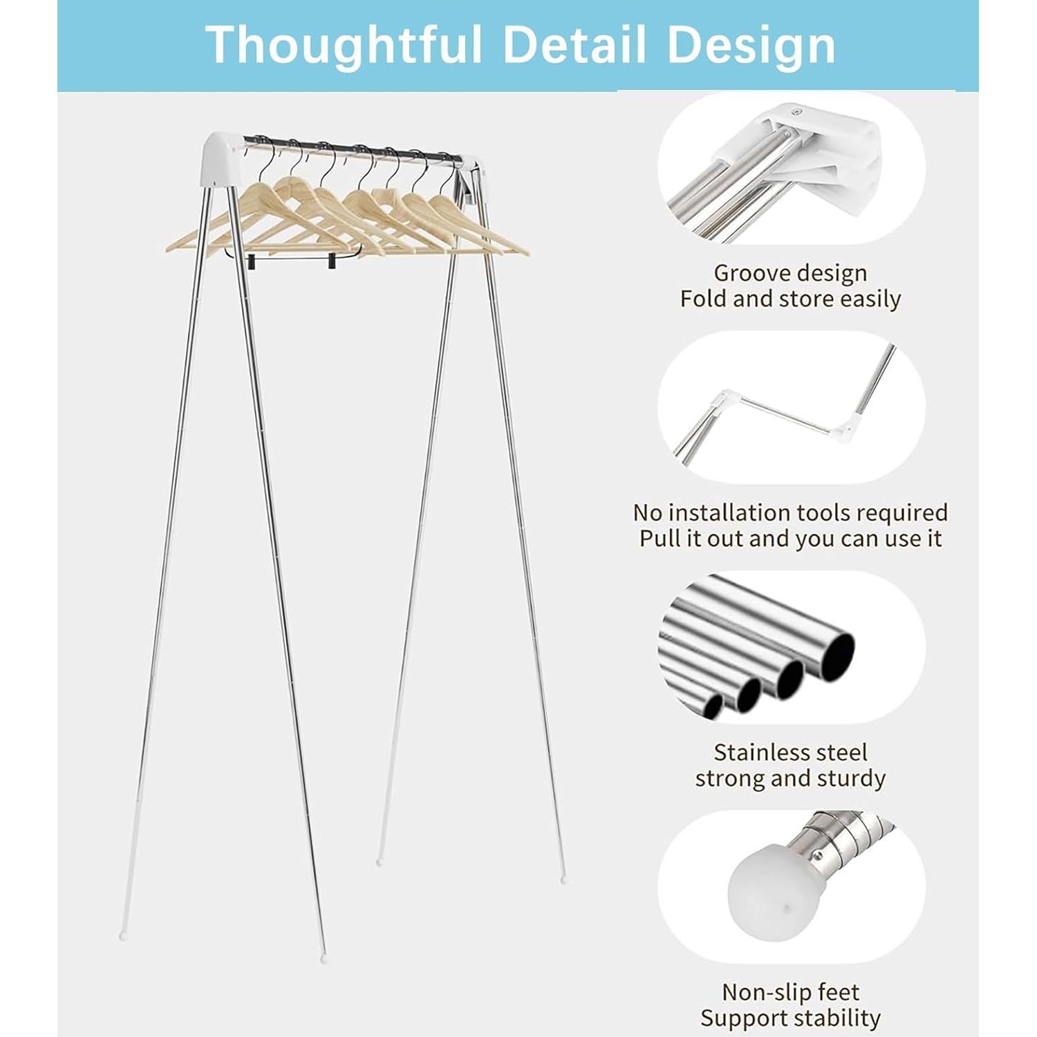 Perchero de Viaje Plegable Heekaby 134.62 cm Ligero y Portátil