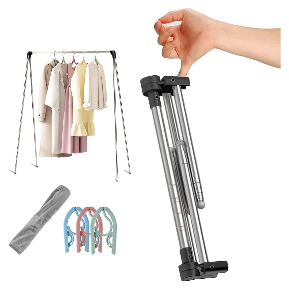 Perchero portátil ANLEBUY colapsable negro con 3 perchas