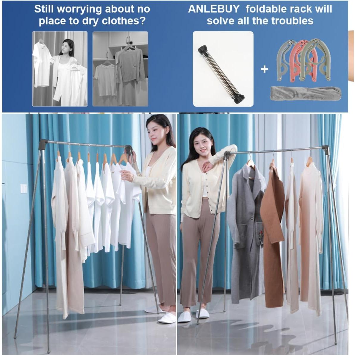 Perchero portátil ANLEBUY colapsable negro con 3 perchas