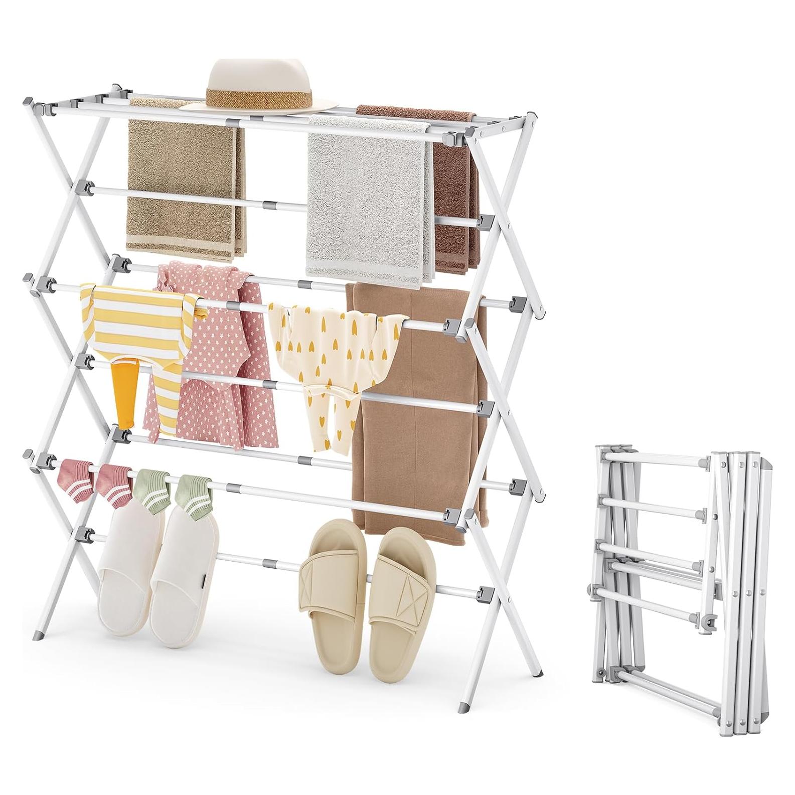Estante de Secado de Ropa APEXCHASER Plegable Expandible 3 Niveles