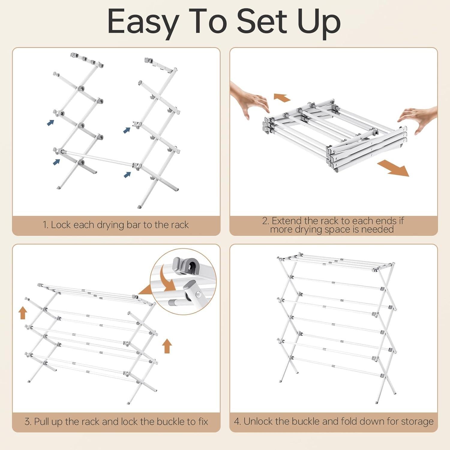 Estante de Secado de Ropa APEXCHASER Plegable Expandible 3 Niveles