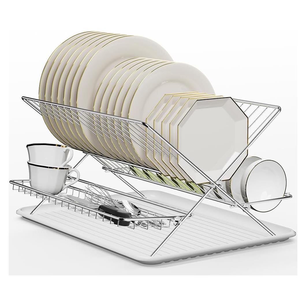 Escurridor de Platos Plegable TABABAO Acero Inoxidable 3 Niveles