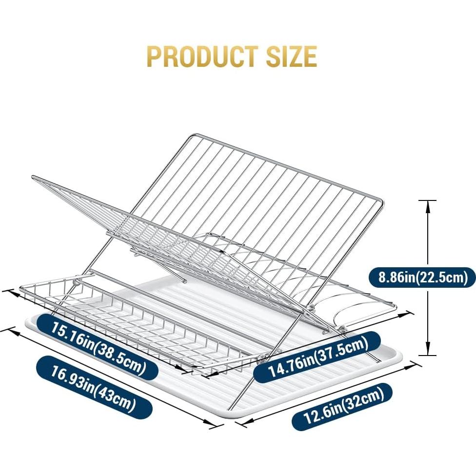 Escurridor de Platos Plegable TABABAO Acero Inoxidable 3 Niveles