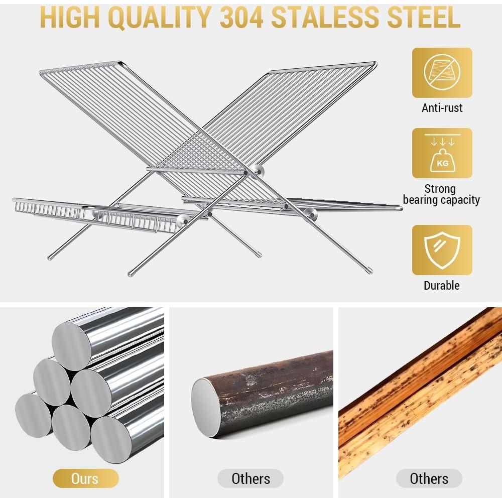 Escurridor de Platos Plegable TABABAO Acero Inoxidable 3 Niveles