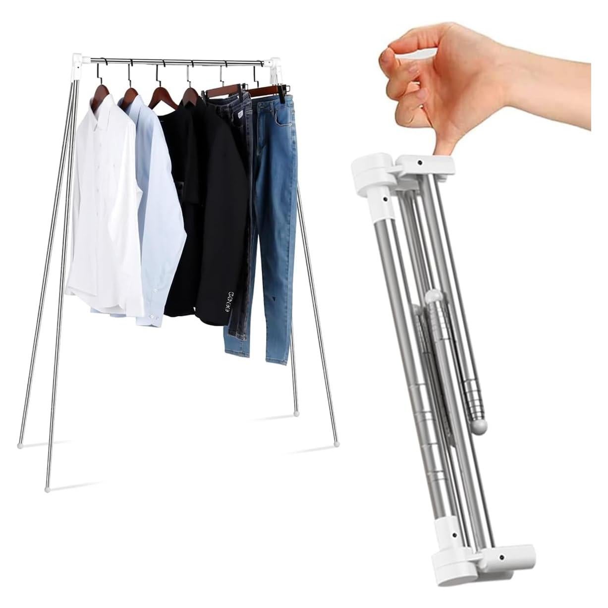 Perchero Plegable ANLEBUY Blanco Portátil 4 kg 3 Perchas