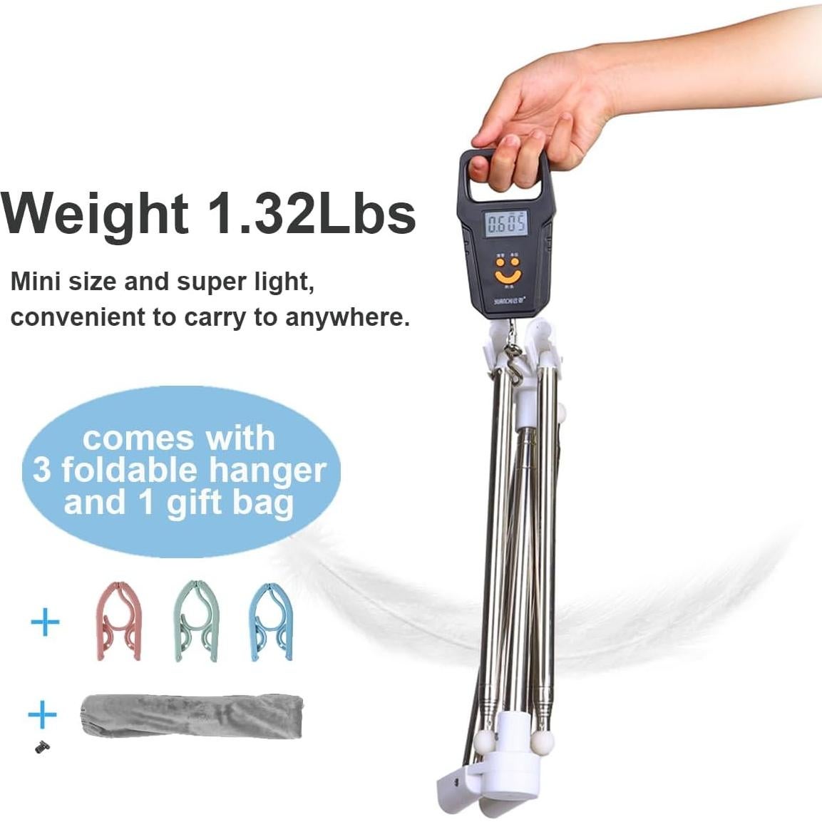 Perchero Plegable ANLEBUY Blanco Portátil 4 kg 3 Perchas