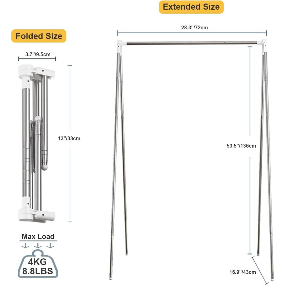 Perchero Plegable ANLEBUY Blanco Portátil 4 kg 3 Perchas