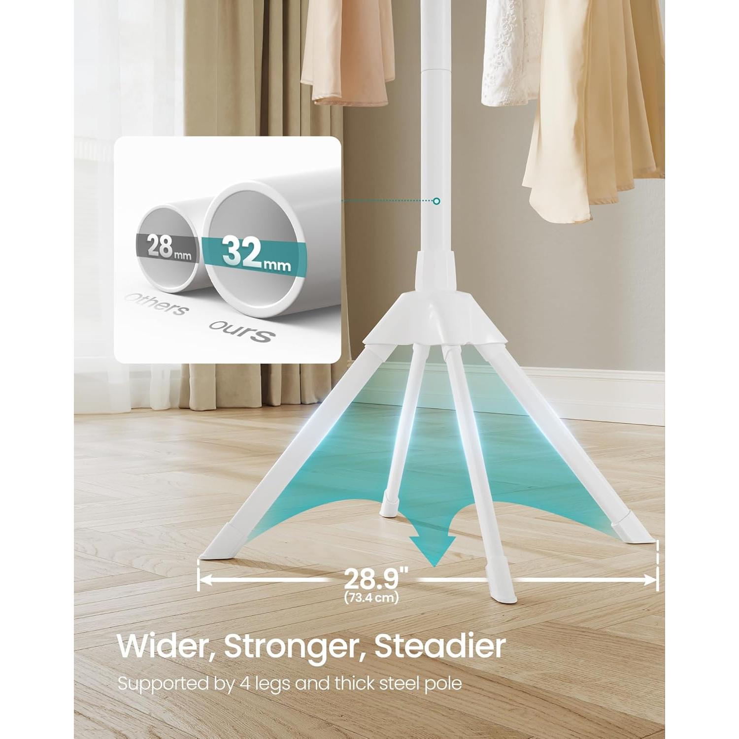 Estante para Secar Ropa SONGMICS Plegable de Bambú y Metal 146 cm