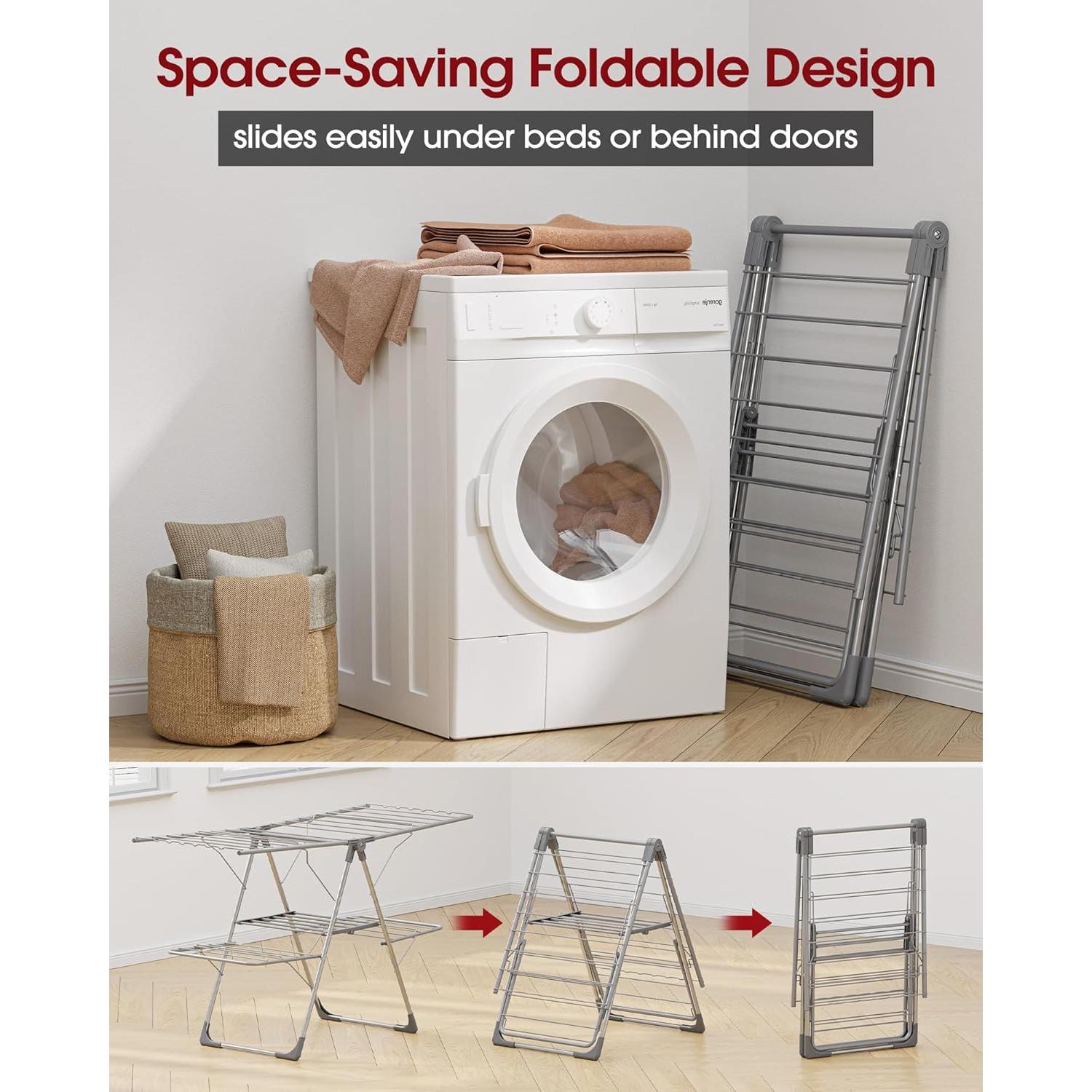 Estante Plegable para Secar Ropa Sakugi 140.97x57.79 cm Gris