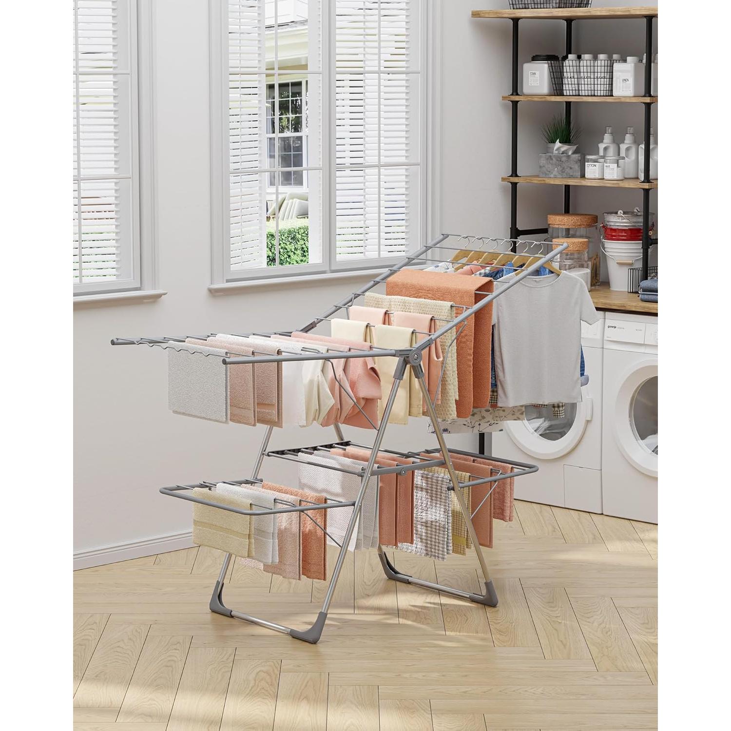 Estante Plegable para Secar Ropa Sakugi 140.97x57.79 cm Gris