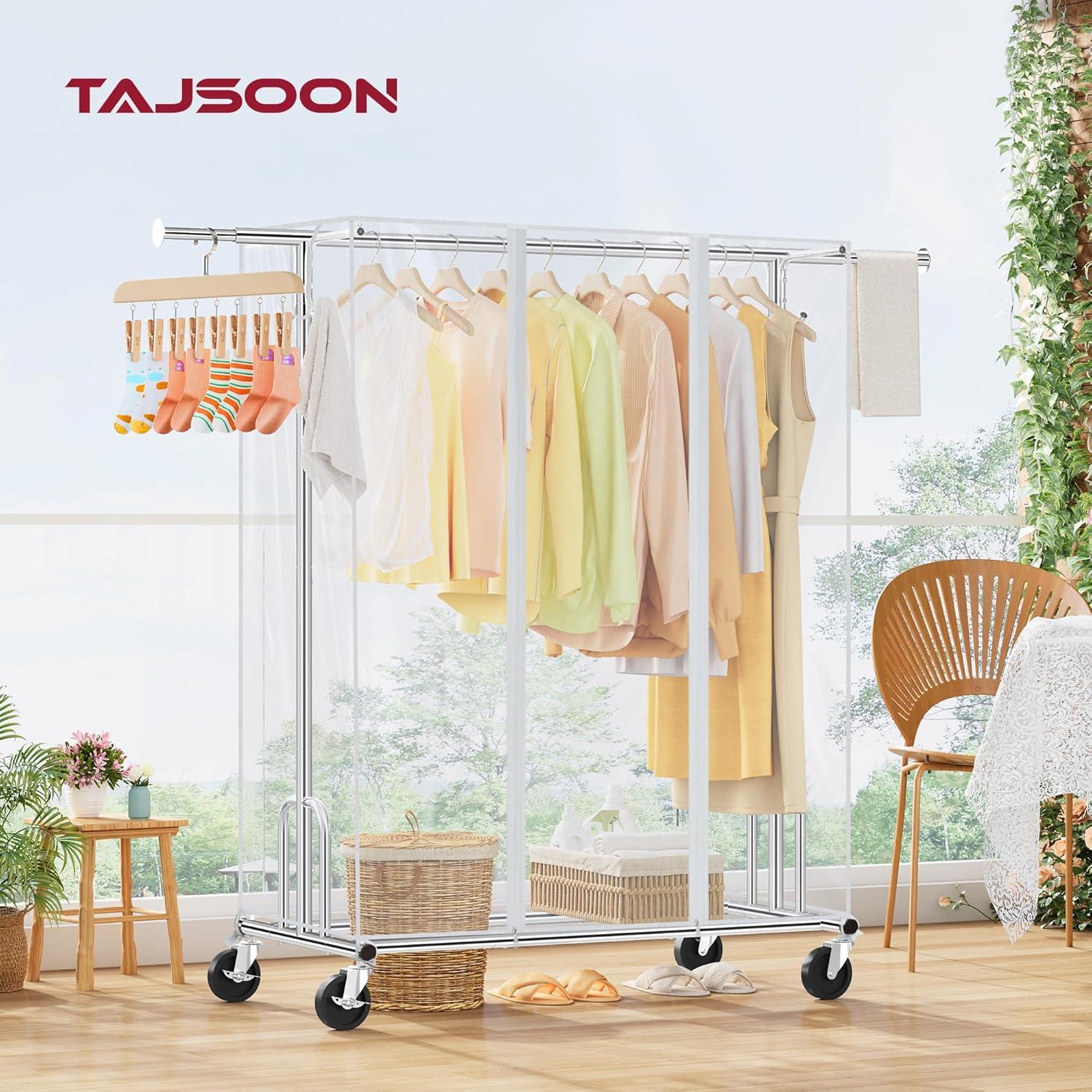 Perchero Plegable Tajsoon con Funda y Ruedas Ajustable 113.4 kg