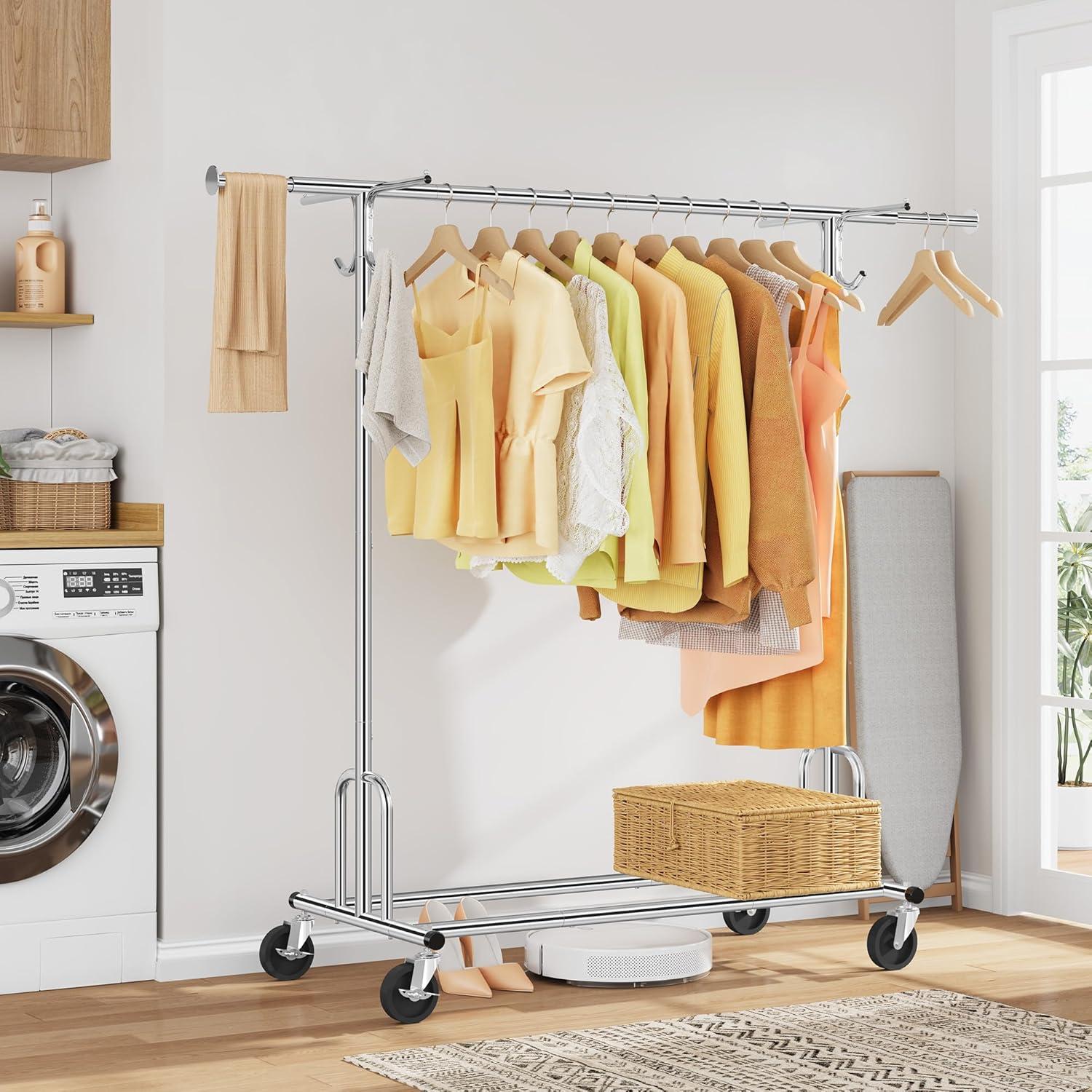 Perchero Plegable Tajsoon con Funda y Ruedas Ajustable 113.4 kg