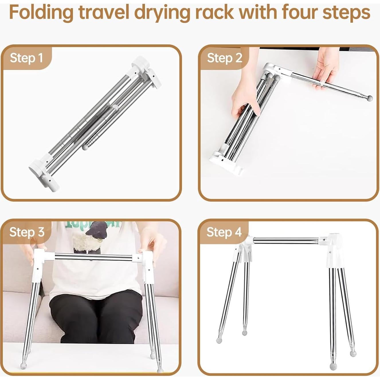 Estante Plegable para Secar Ropa Heekaby - Acero Inoxidable 135cm