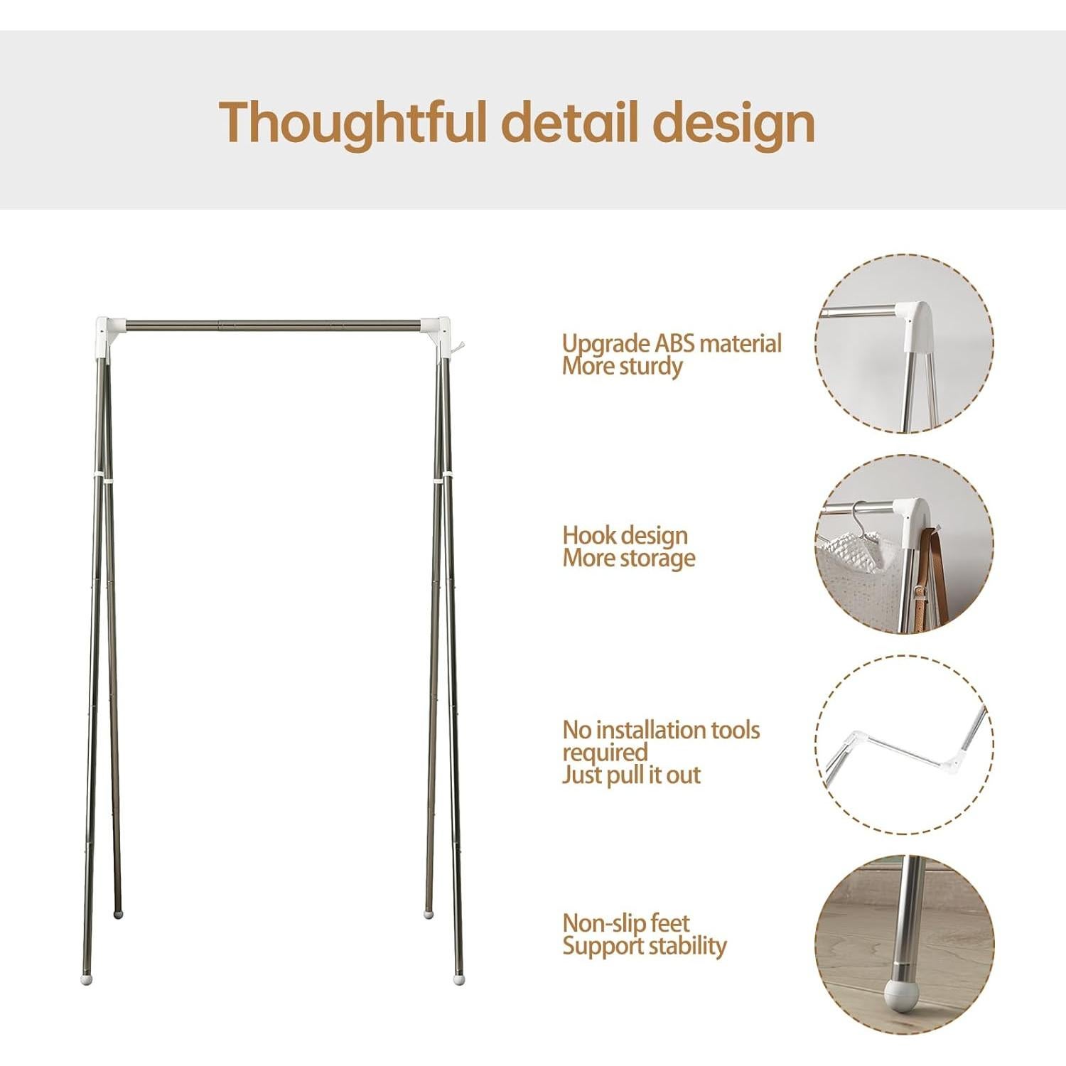 Estante Plegable para Secar Ropa Heekaby - Acero Inoxidable 135cm