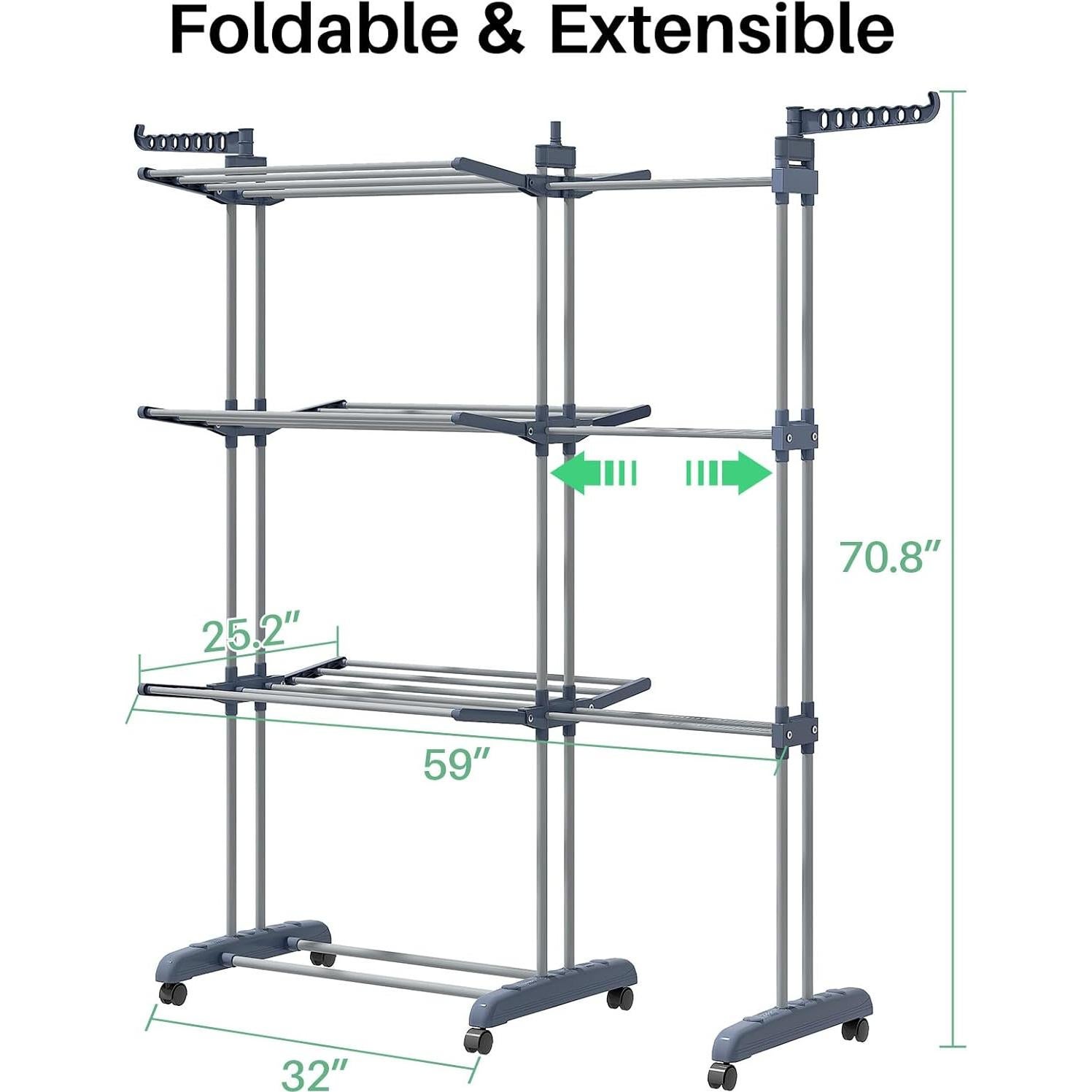 Perchero Plegable Kitstorack de Acero Inoxidable 4 Niveles 64 cm