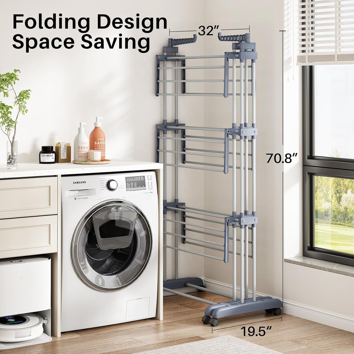 Perchero Plegable Kitstorack de Acero Inoxidable 4 Niveles 64 cm