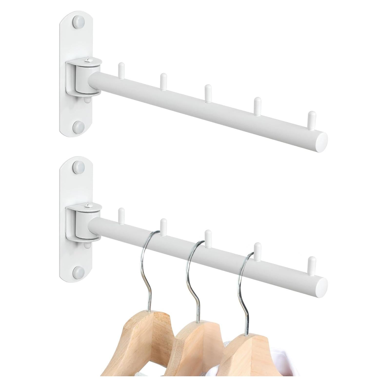 Soporte para Ropa Plegable Mooche - 2 Ganchos, Acero Inoxidable, Blanco