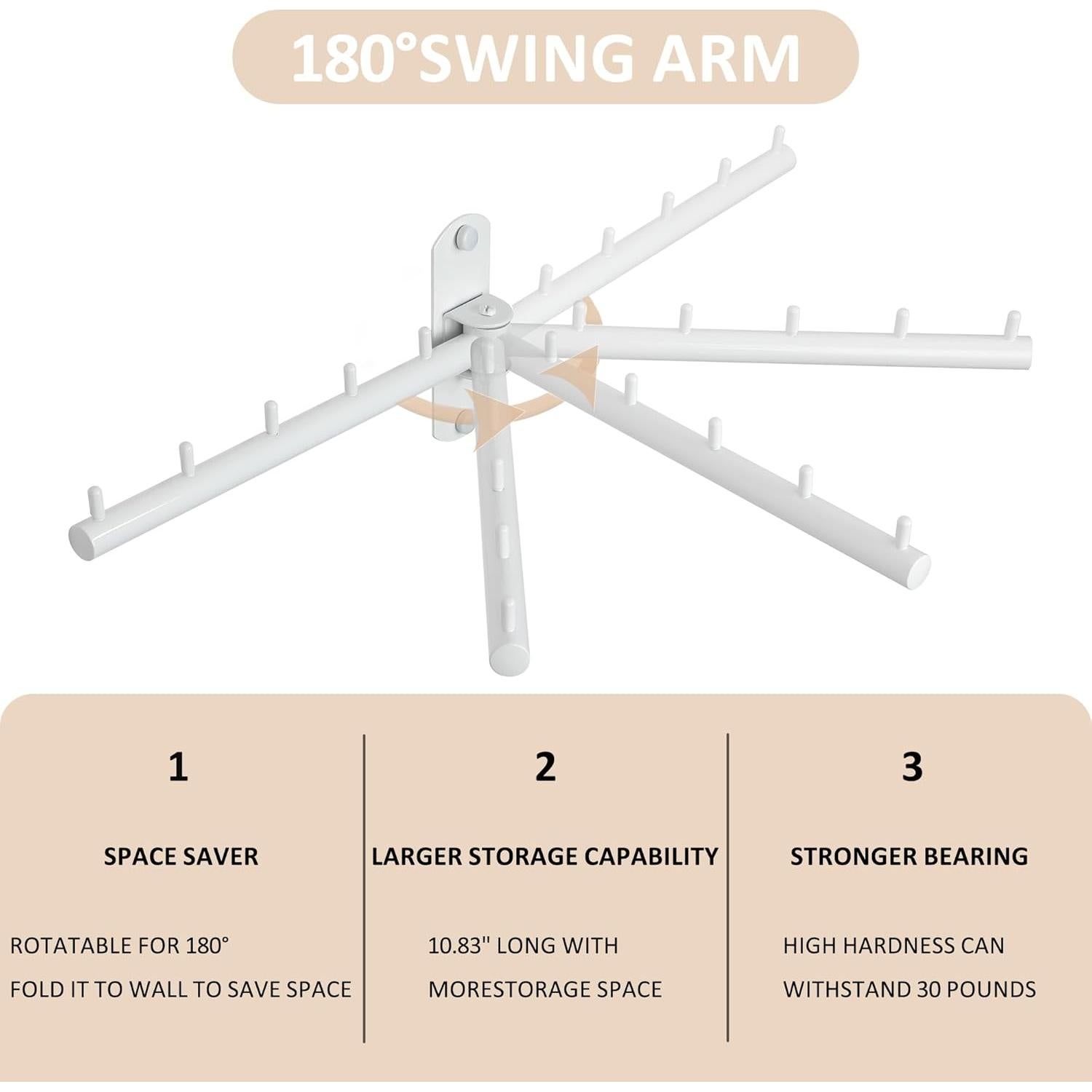 Soporte para Ropa Plegable Mooche - 2 Ganchos, Acero Inoxidable, Blanco