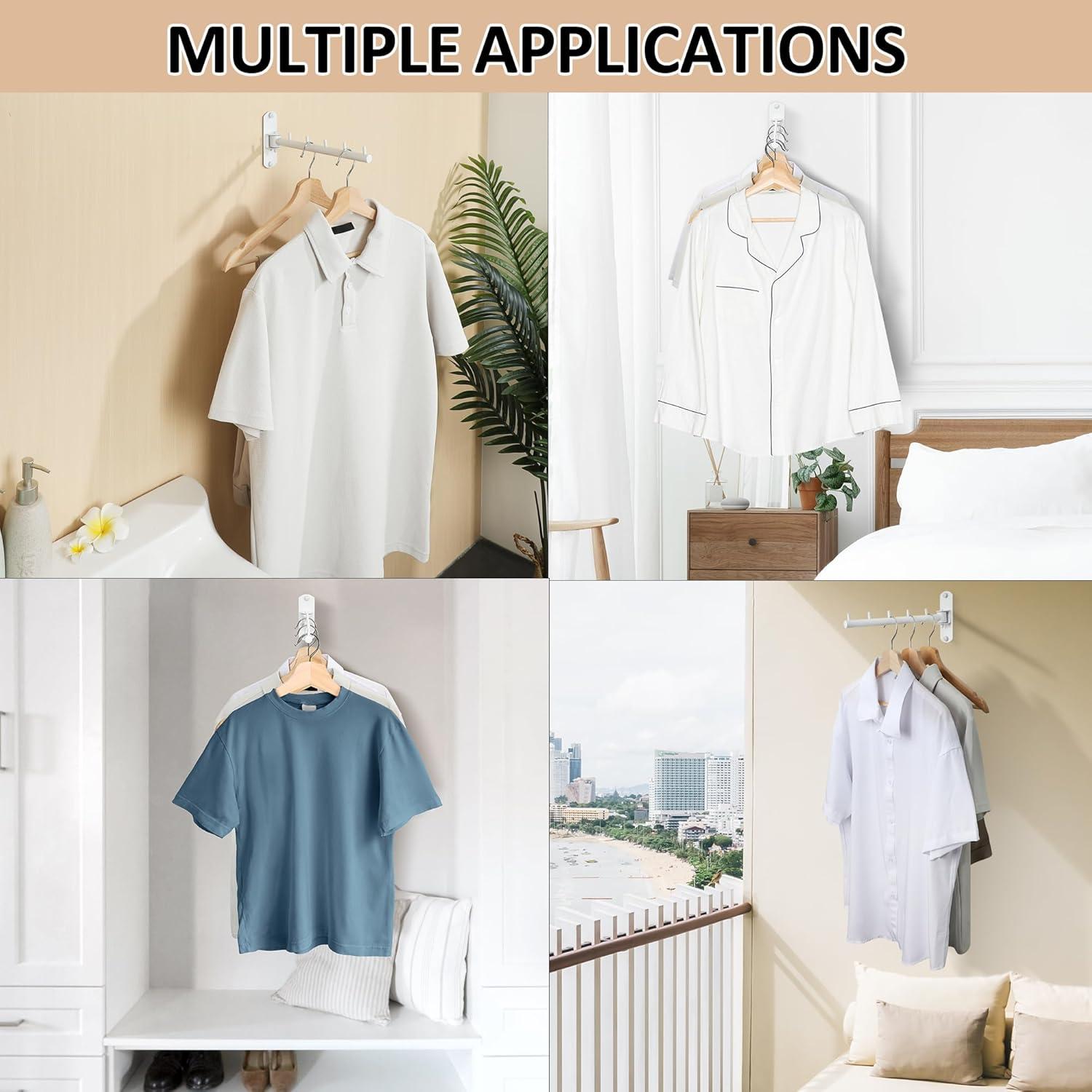 Soporte para Ropa Plegable Mooche - 2 Ganchos, Acero Inoxidable, Blanco