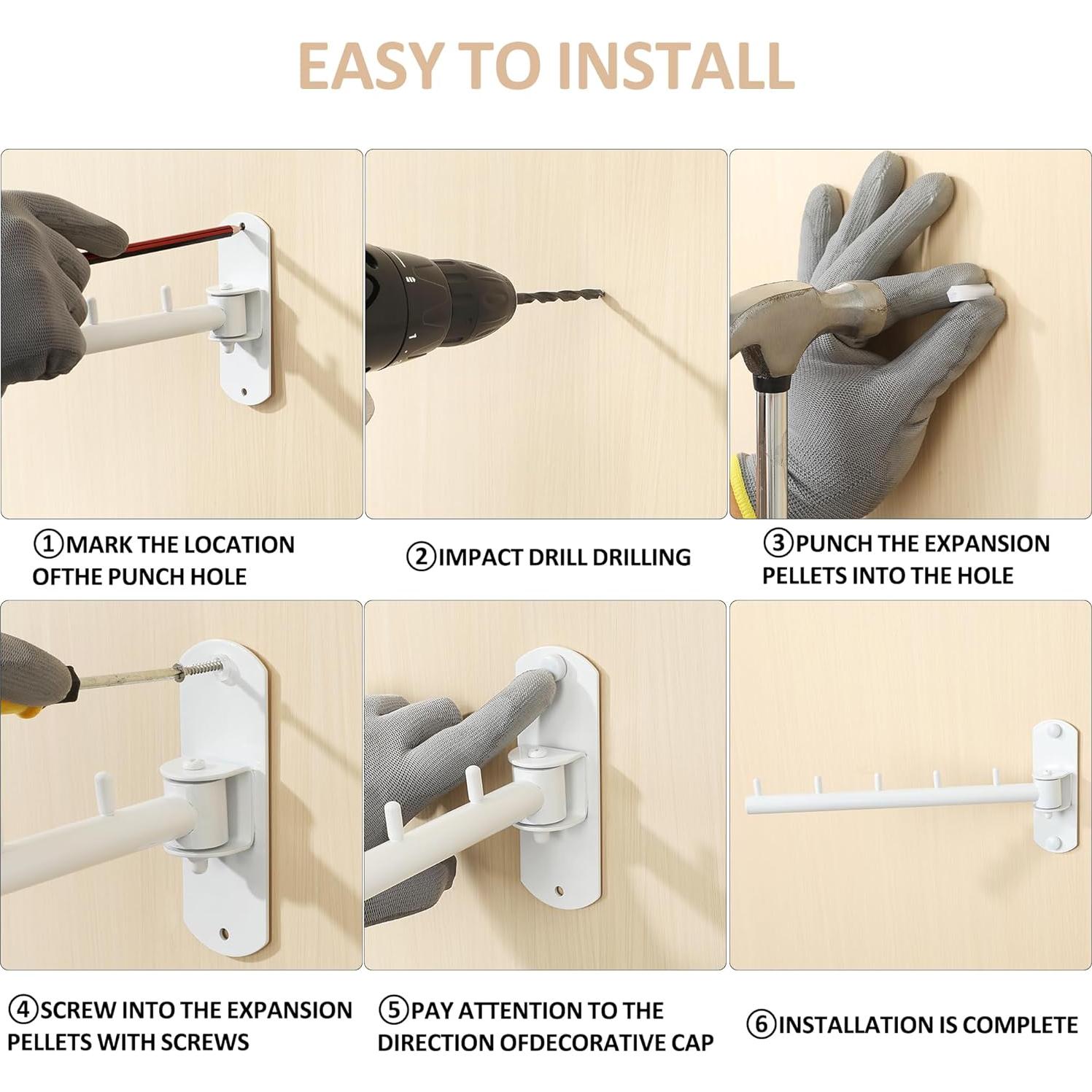 Soporte para Ropa Plegable Mooche - 2 Ganchos, Acero Inoxidable, Blanco