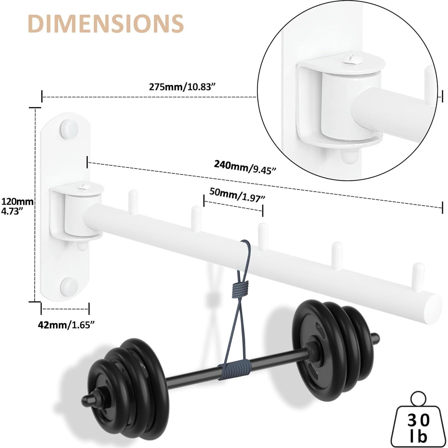 Soporte para Ropa Plegable Mooche - 2 Ganchos, Acero Inoxidable, Blanco