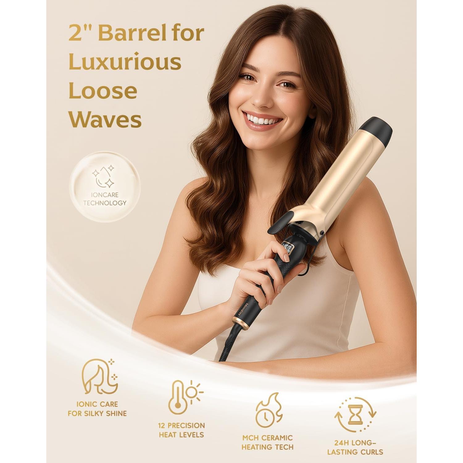 Plancha de Rizos Mooqlizz 2" Cerámica 12 Temperaturas Negro