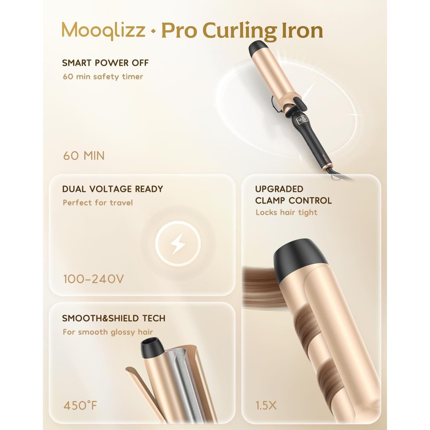 Plancha de Rizos Mooqlizz 2" Cerámica 12 Temperaturas Negro