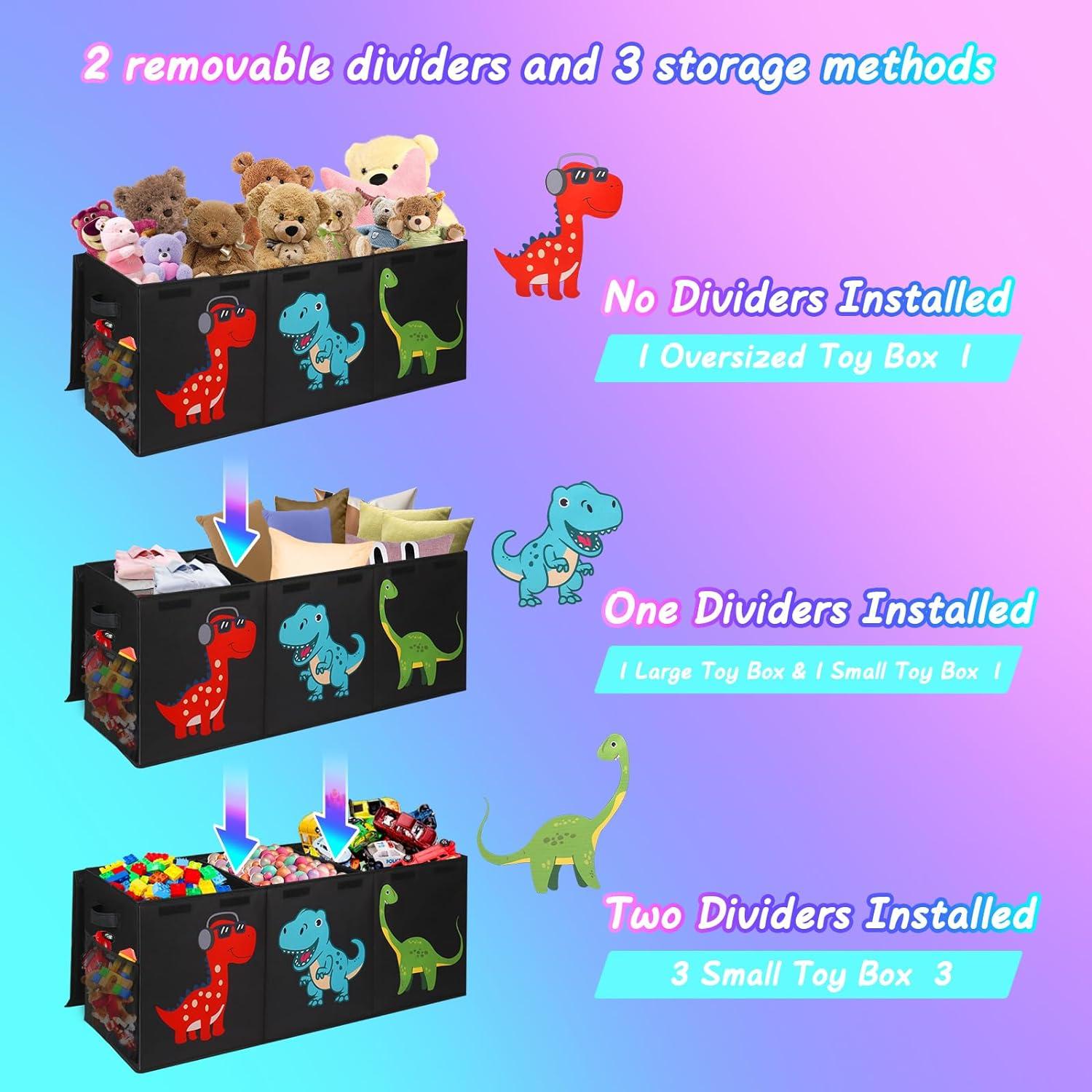 Caja de Juguetes Extra Grande Mabahoo 150L Plegable Dinosaurio