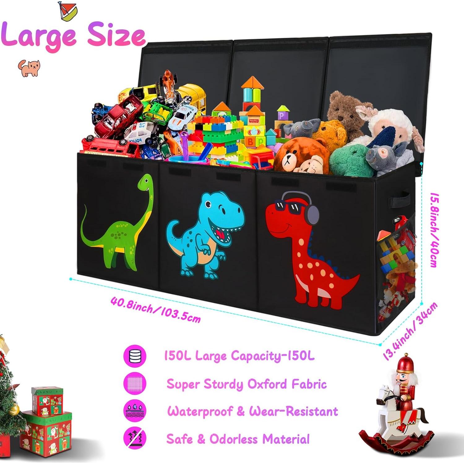 Caja de Juguetes Extra Grande Mabahoo 150L Plegable Dinosaurio