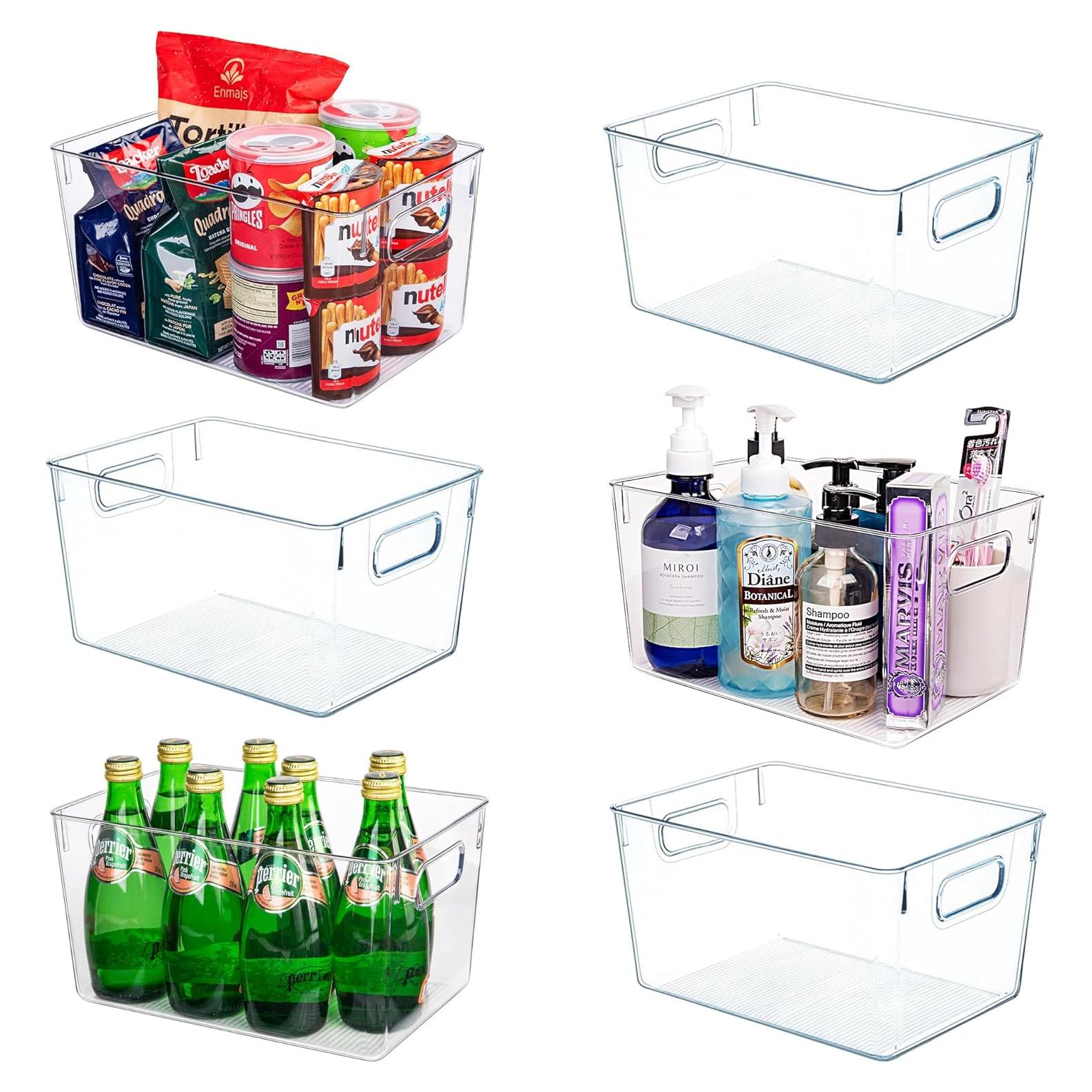 Organizadores de despensa Joymeezo - 6 bins plásticos transparentes