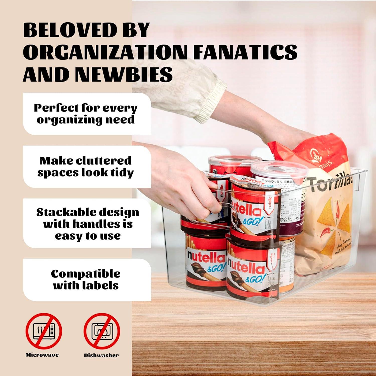 Organizadores de despensa Joymeezo - 6 bins plásticos transparentes