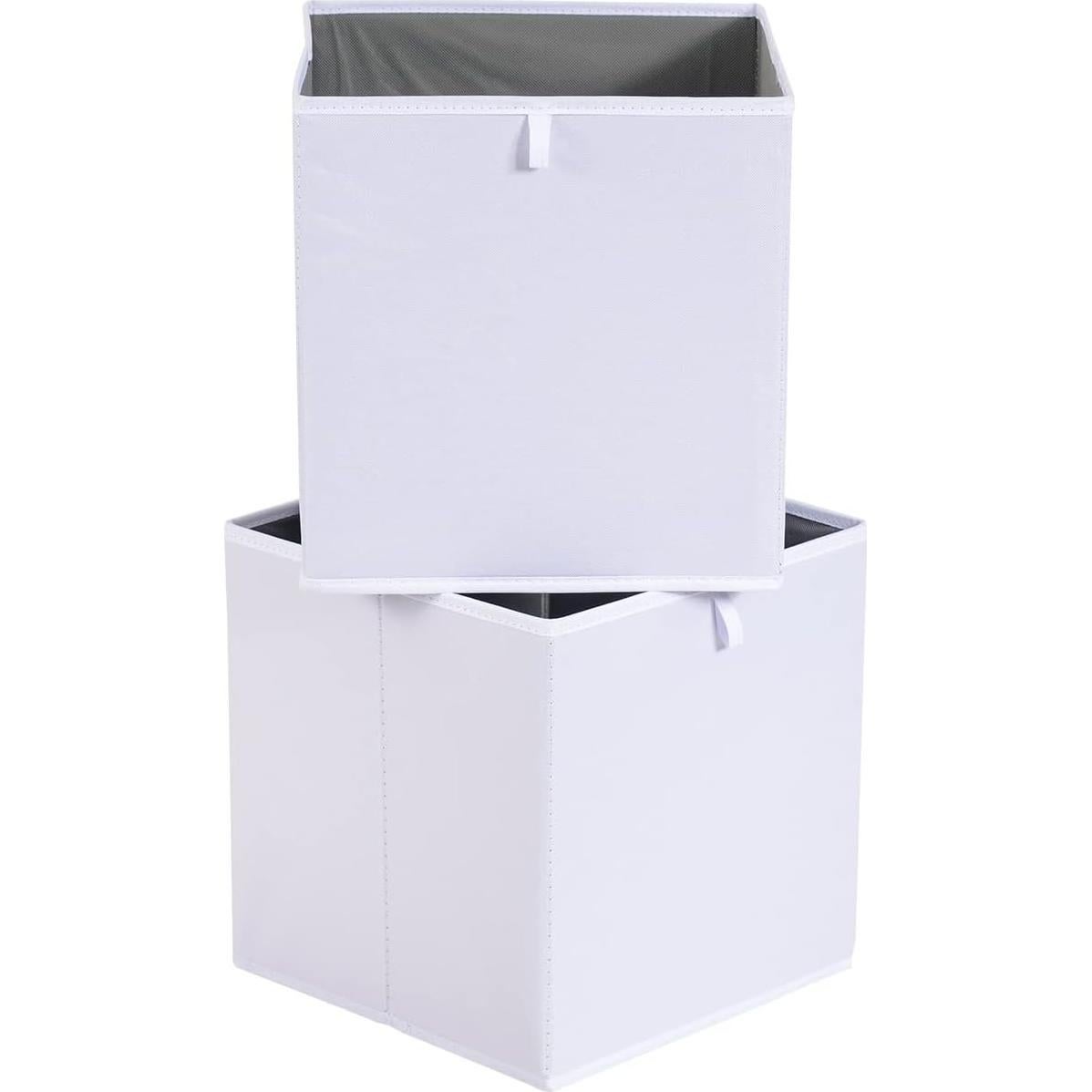 Cajas Organizadoras Plegables Amazon Basics, 6 Unidades, 33x38x33 cm, Blancas
