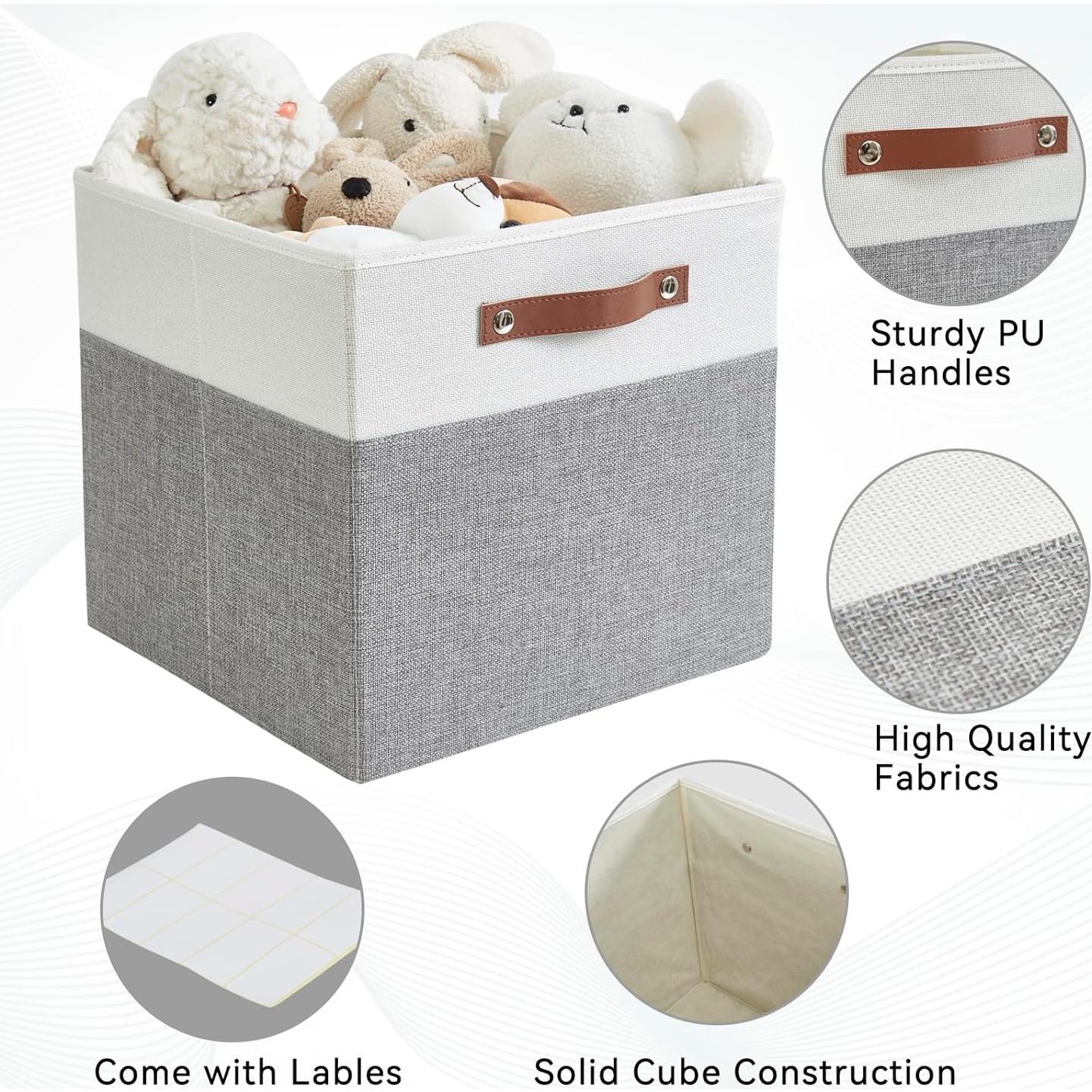 Cubo de Almacenamiento Plegable Bagnizer 33x33cm Gris y Blanco - Paquete de 4