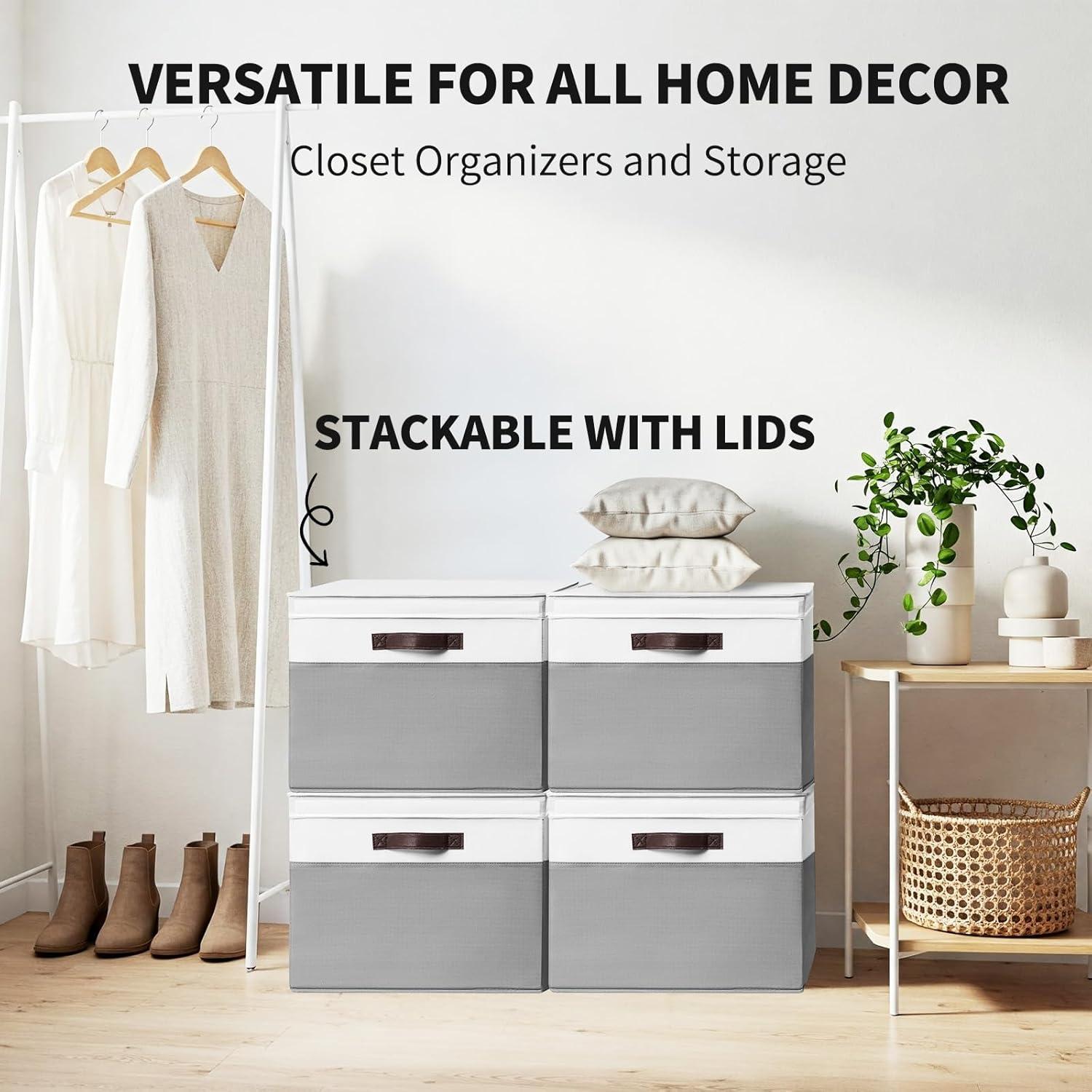 Cestas de Almacenamiento Jumbo Criusia 2 Pack 70L con Tapa