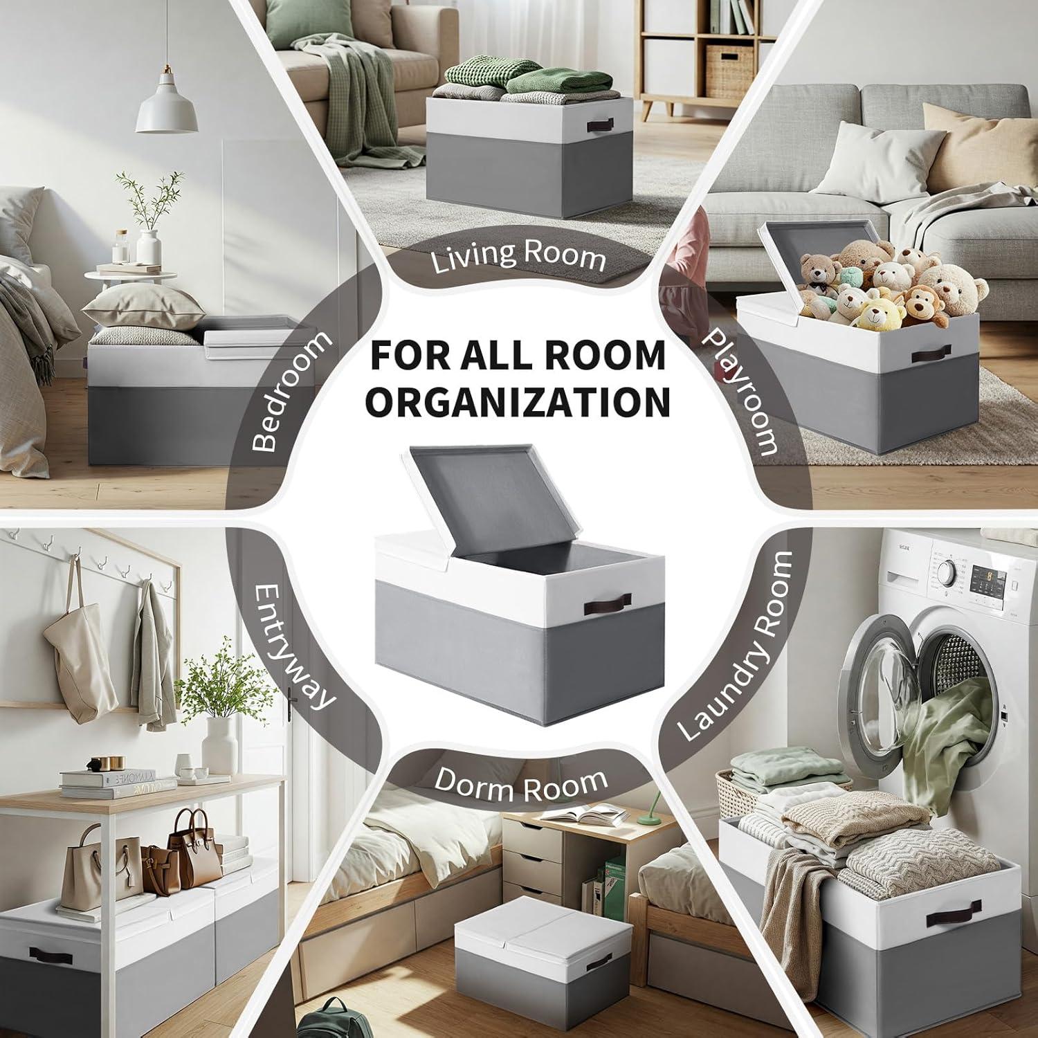 Cestas de Almacenamiento Jumbo Criusia 2 Pack 70L con Tapa